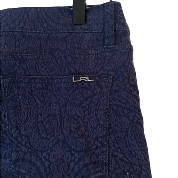 LRL Ralph Lauren Pant 2 Floral‎ Crest AOP Blue Gray Straight Stretch Jeans - Picture 1 of 3